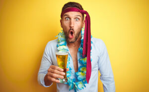 homem embriagado em festa